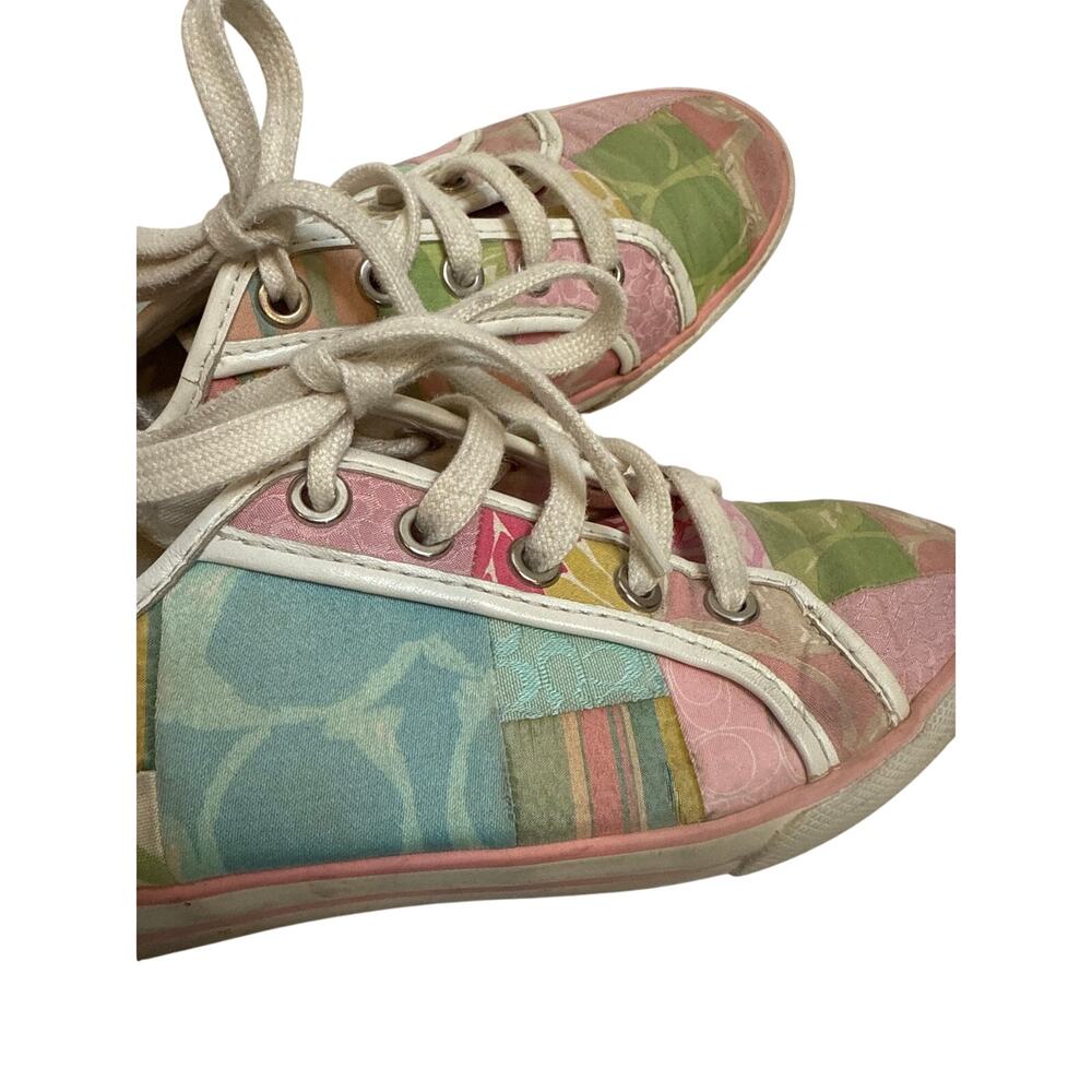 Coach Patchwork Dawnell Pastel Lace Up Sneakers Sz 6.5M Women’s Colorful - Picture 4 of 8